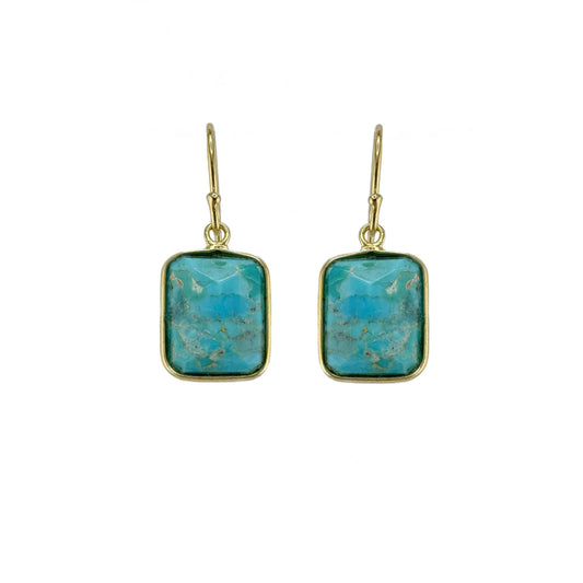 Faceted Turquoise Rectangle Earrings