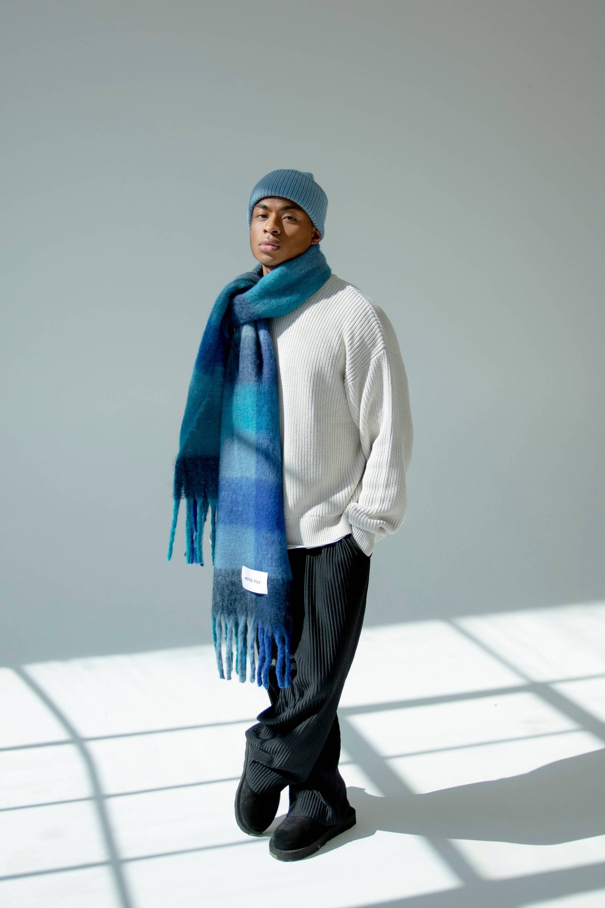 The Reykjavik Scarf - 100% Recycled - Blue Check - r. h. ballard shop & gallery