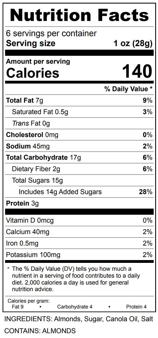 Toffee Praline Almonds | Gourmet Candied Nuts Gift | 6oz Box - r. h. ballard shop & gallery