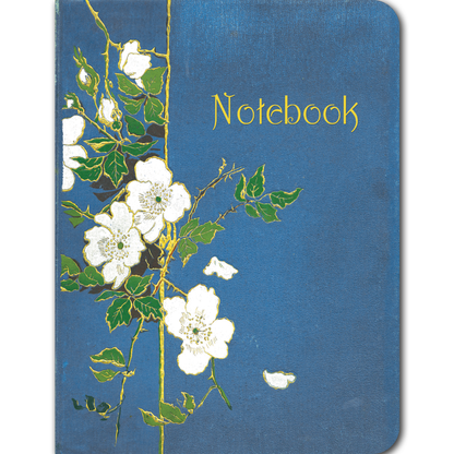 White Roses on Blue - Vintage Book Cover Notebook - r. h. ballard shop & gallery