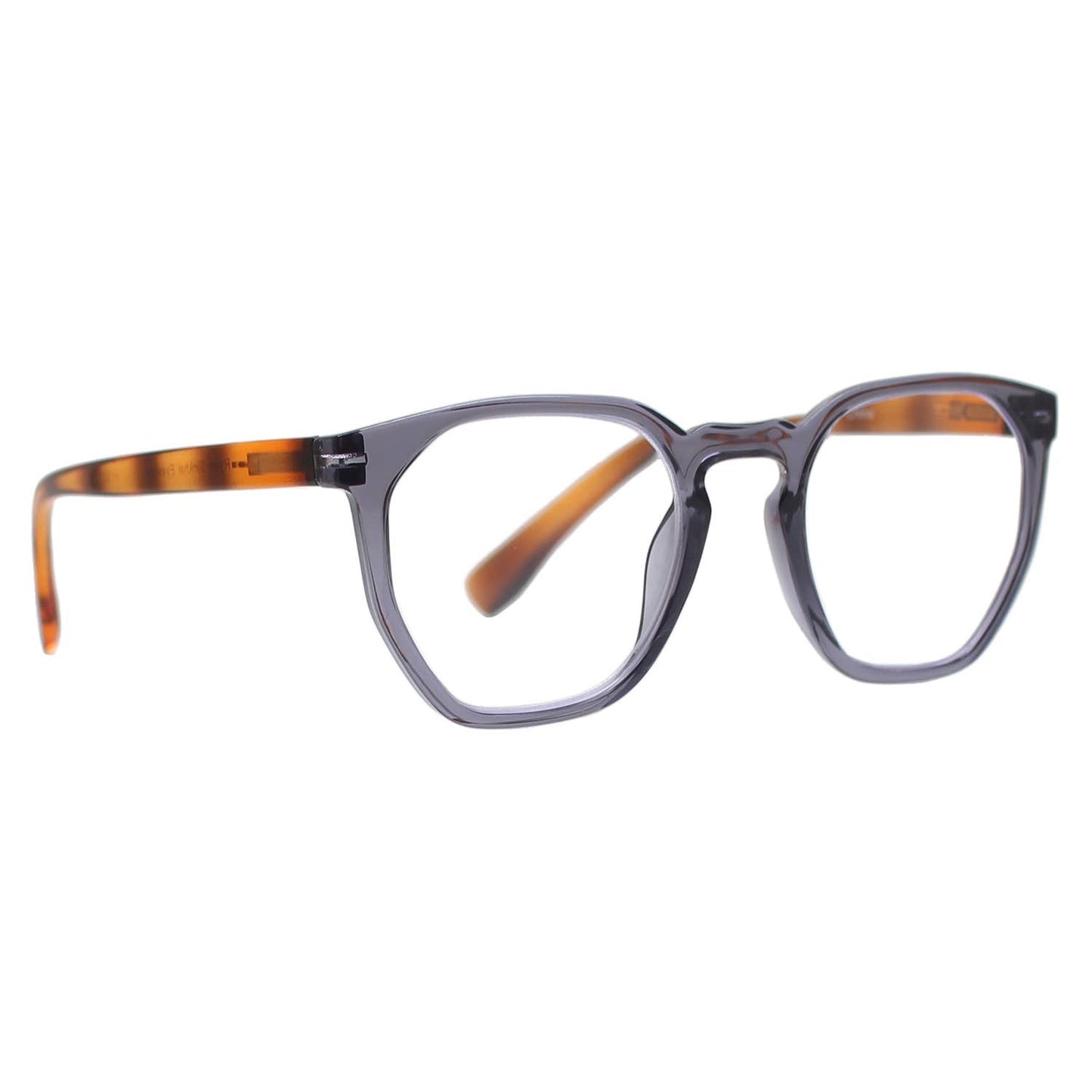 KASS | Transparent Grey| Brown Temples | Blue Light: 2.50