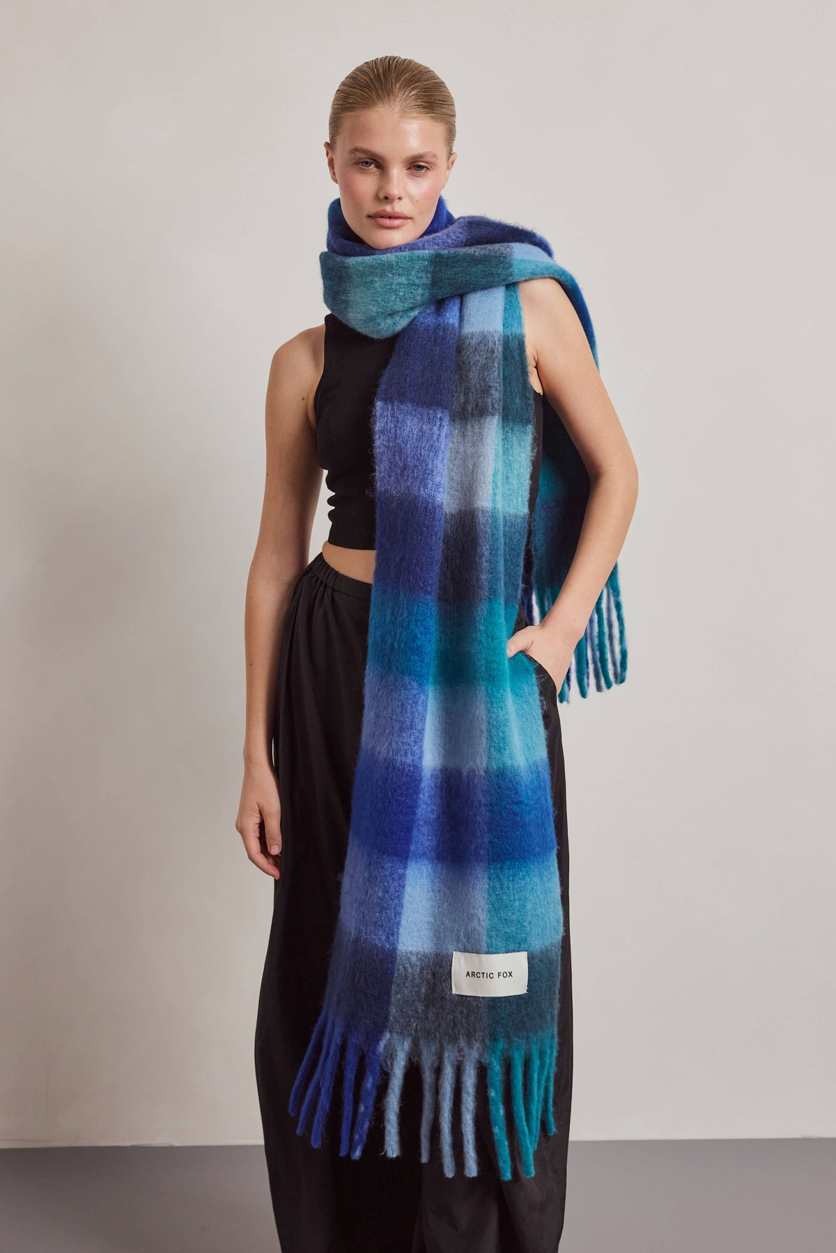 The Reykjavik Scarf - 100% Recycled - Blue Check - r. h. ballard shop & gallery