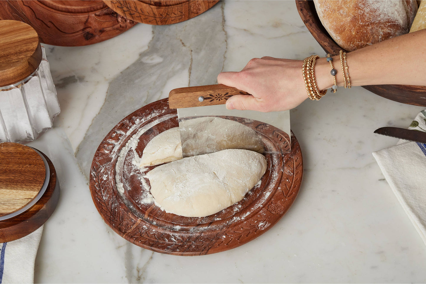 Bench Scraper for Dough, Wood Handle