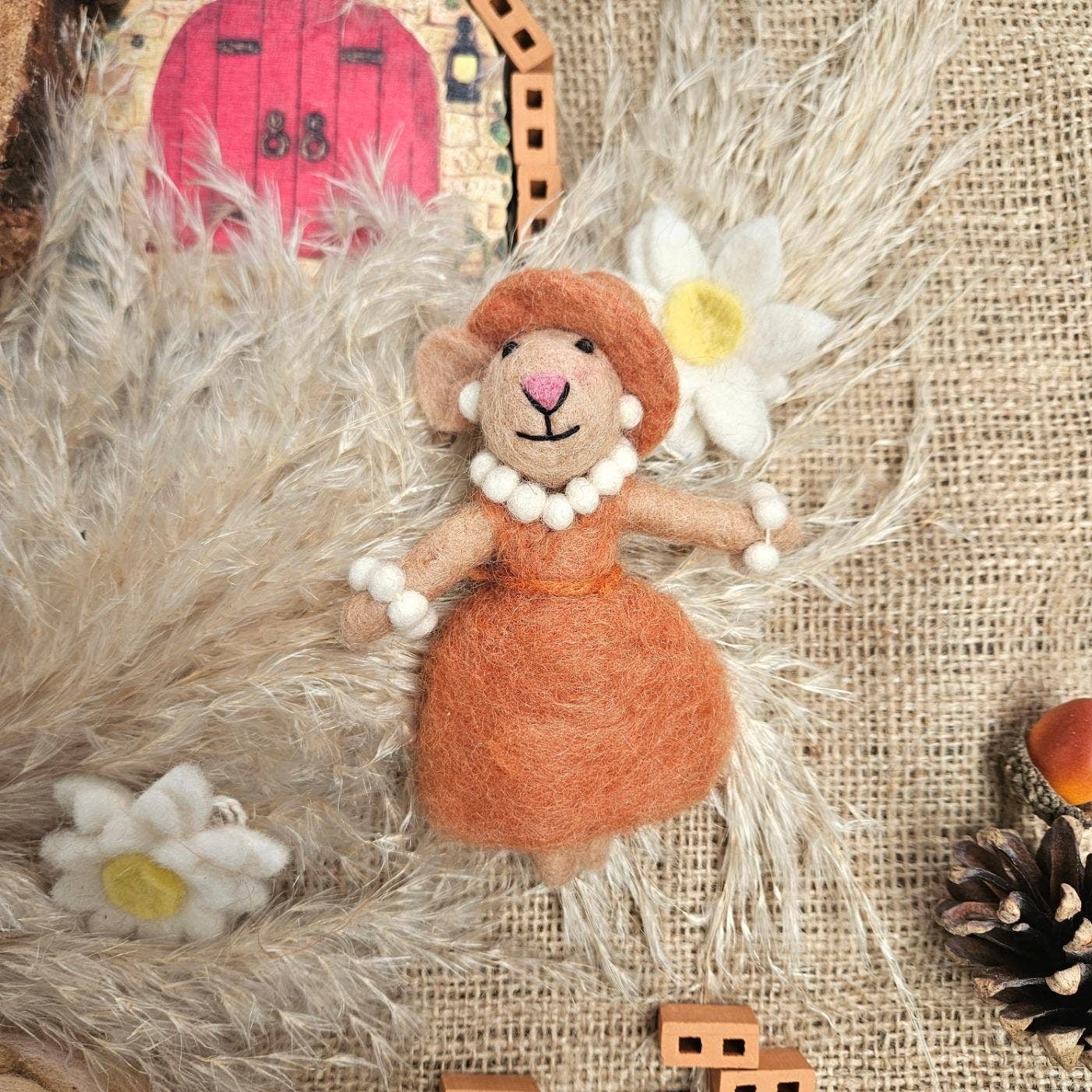 Handmade Felt Evelyn the Mouse Hanging Decoration - r. h. ballard shop & gallery