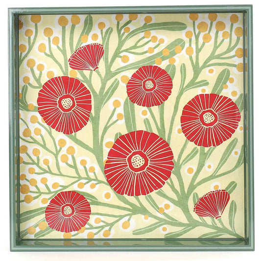 Camellia Bouquet  Square Lacquer Serving Tray