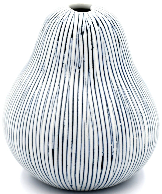 GUGU PEAR Blue and White Stripe Bud Vase