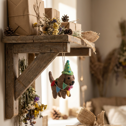 Handmade Felt Party Pooch Hanging Dog Decoration - r. h. ballard shop & gallery