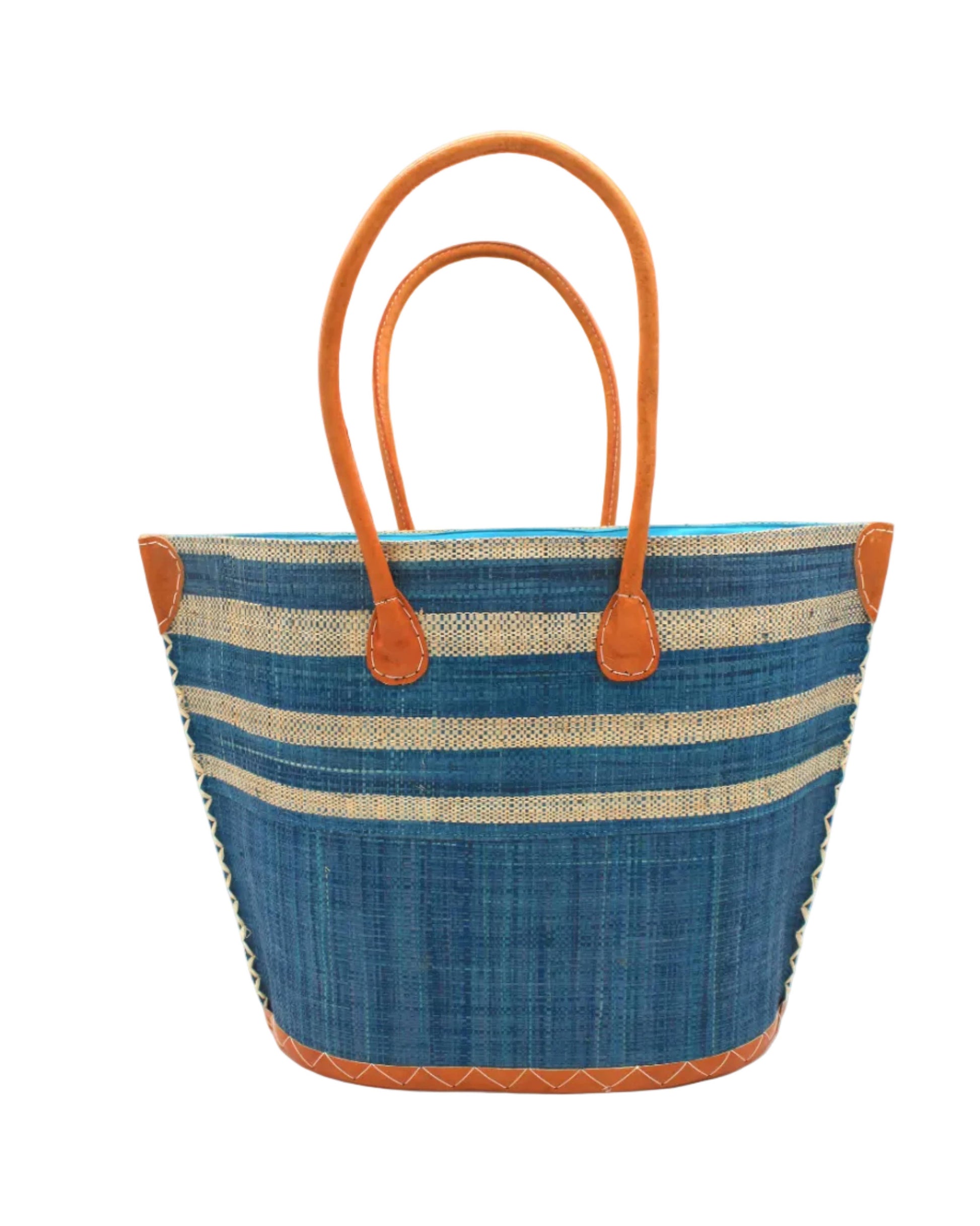 Santa Cruz Two Tone Wide Stripe Raffia Straw Tote Bag: Small: Fuchsia Two Tone - r. h. ballard shop & gallery