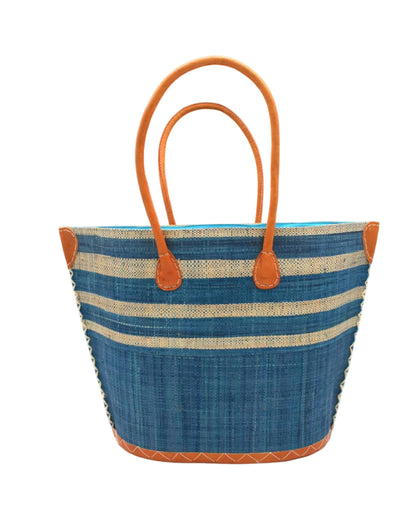 Santa Cruz Two Tone Wide Stripe Raffia Straw Tote Bag: Small: Fuchsia Two Tone - r. h. ballard shop & gallery