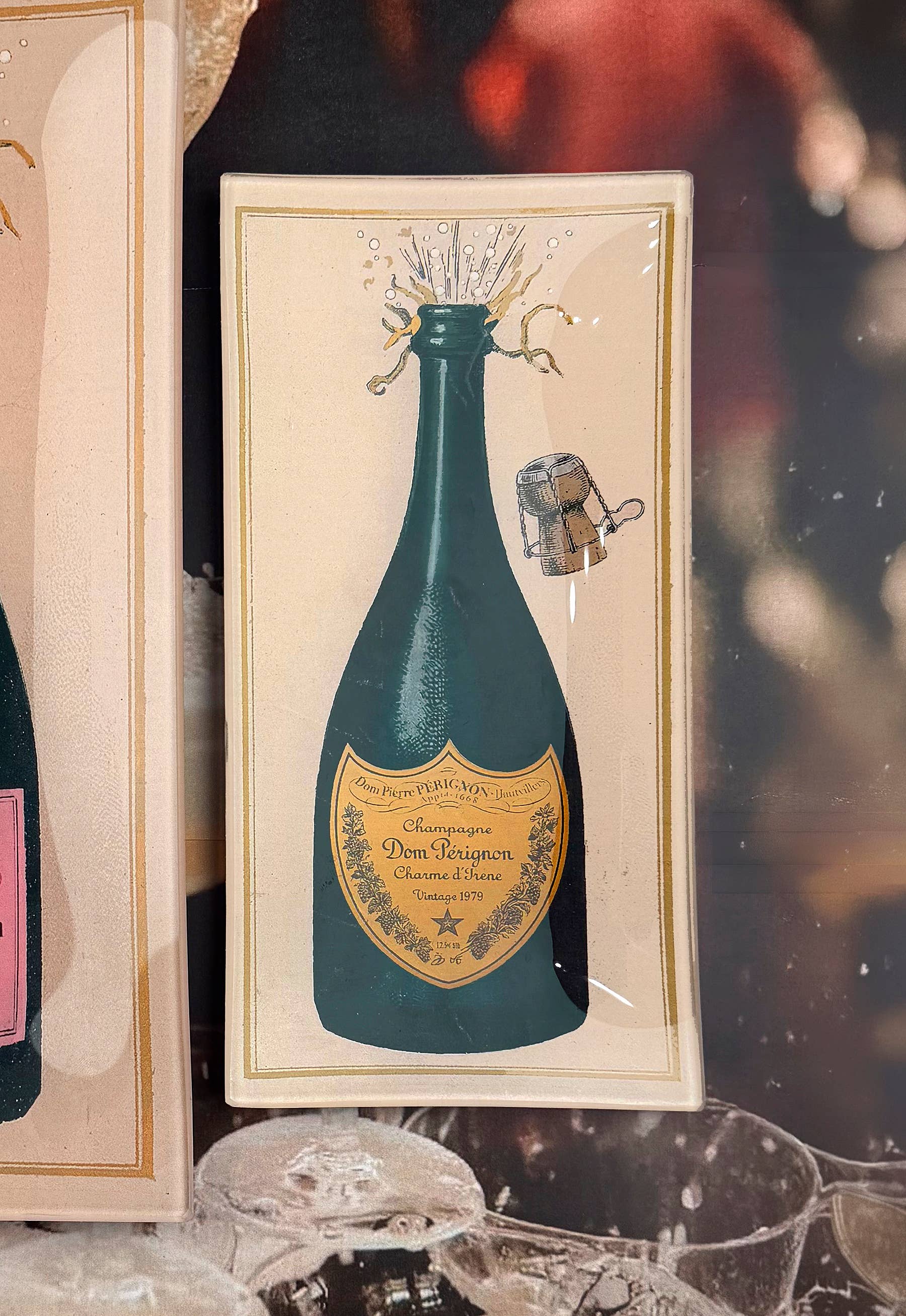 Dom Pérignon Brut Champagne Glass Decoupage Tray: 4"x 9" - r. h. ballard shop & gallery