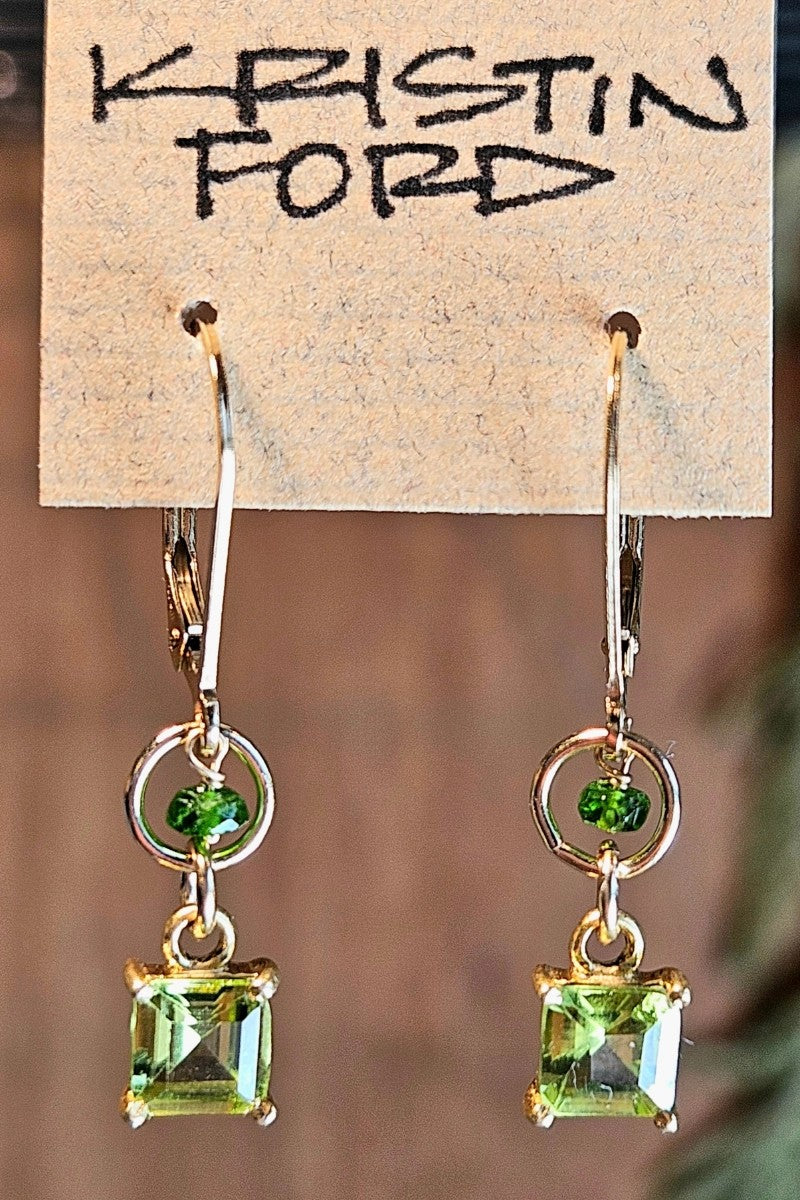 Emerald Cut Peridot Earrings