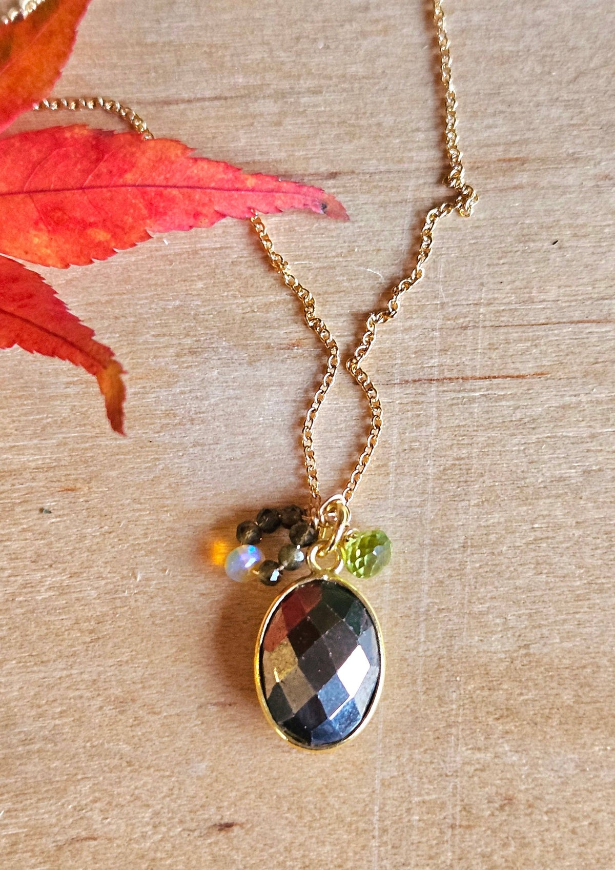 Pyrite, Peridot, Opal & Cat's Eye Necklace