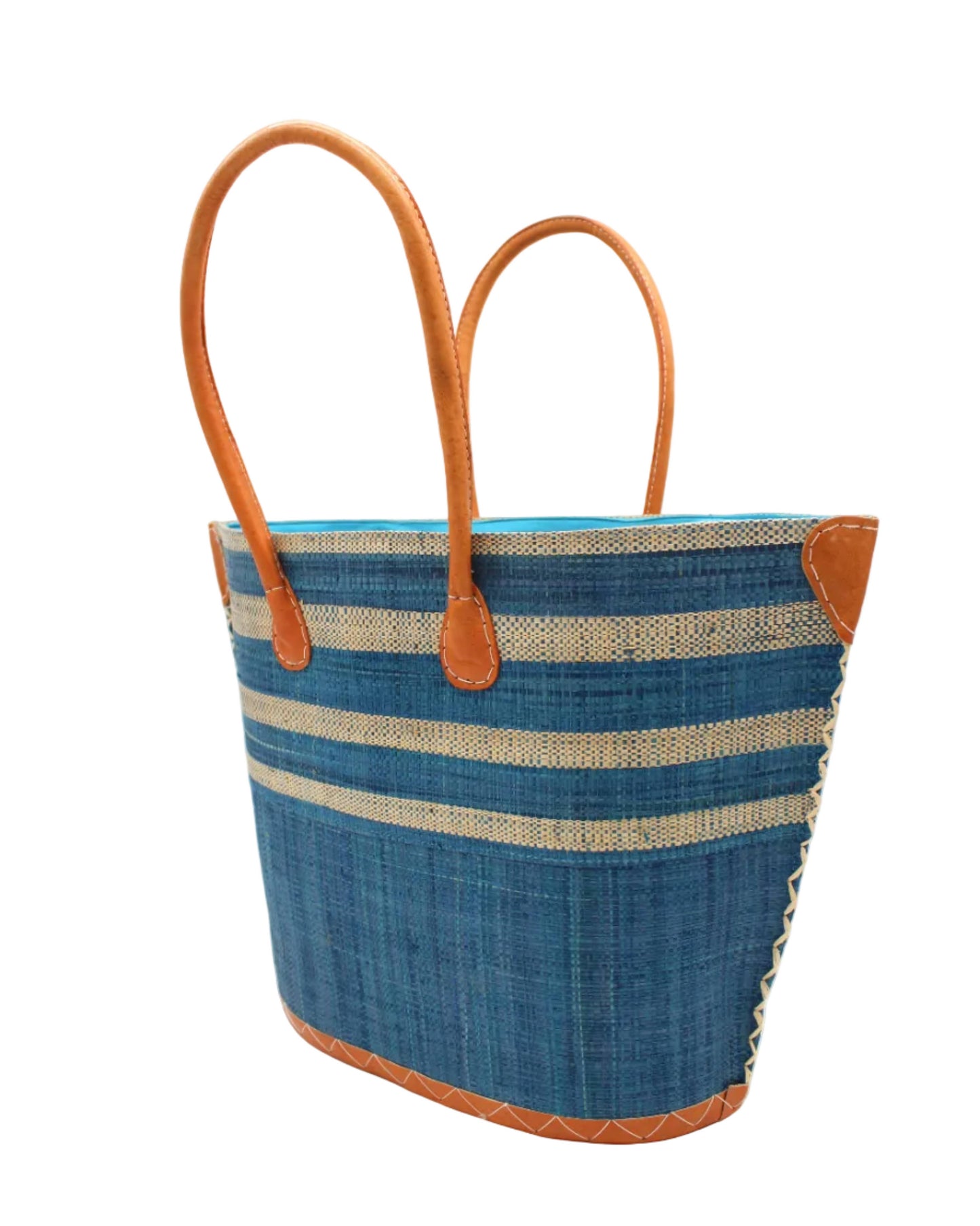 Santa Cruz Two Tone Wide Stripe Raffia Straw Tote Bag: Small: Fuchsia Two Tone - r. h. ballard shop & gallery