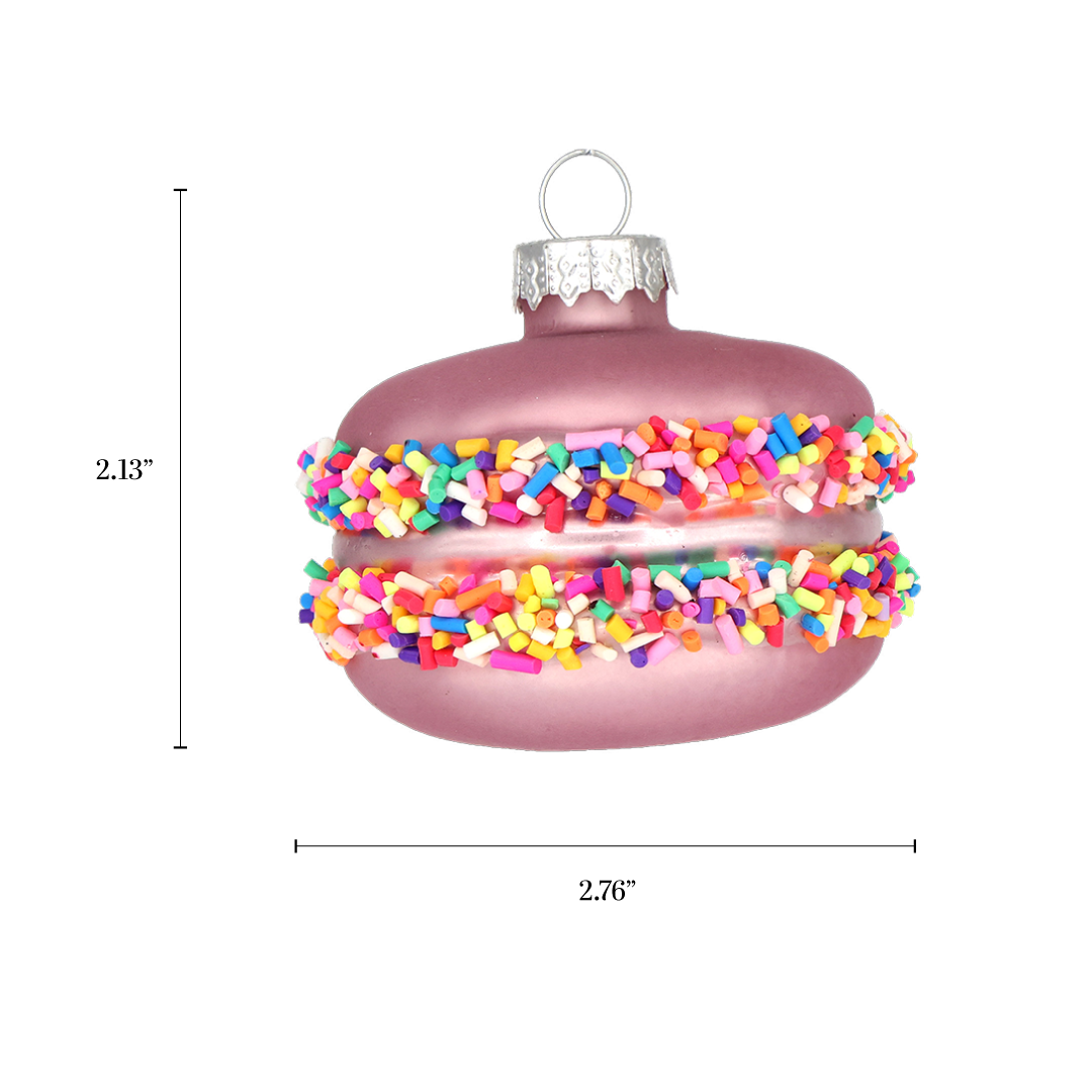 Macaron Holiday Glass Ornament, Handmade