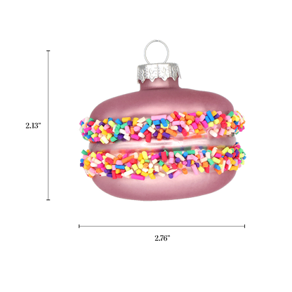 Macaron Holiday Glass Ornament, Handmade