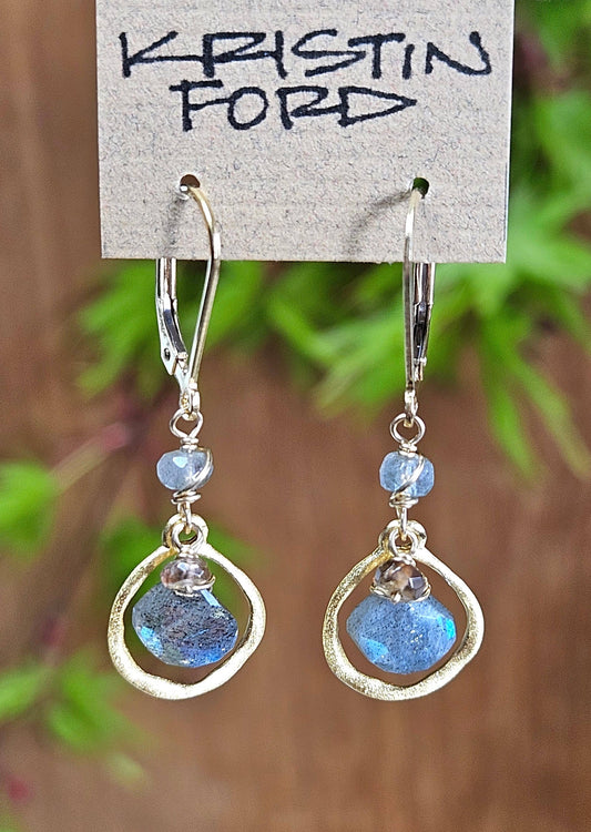 14k Gold Filled Labradorite Briolette Earrings