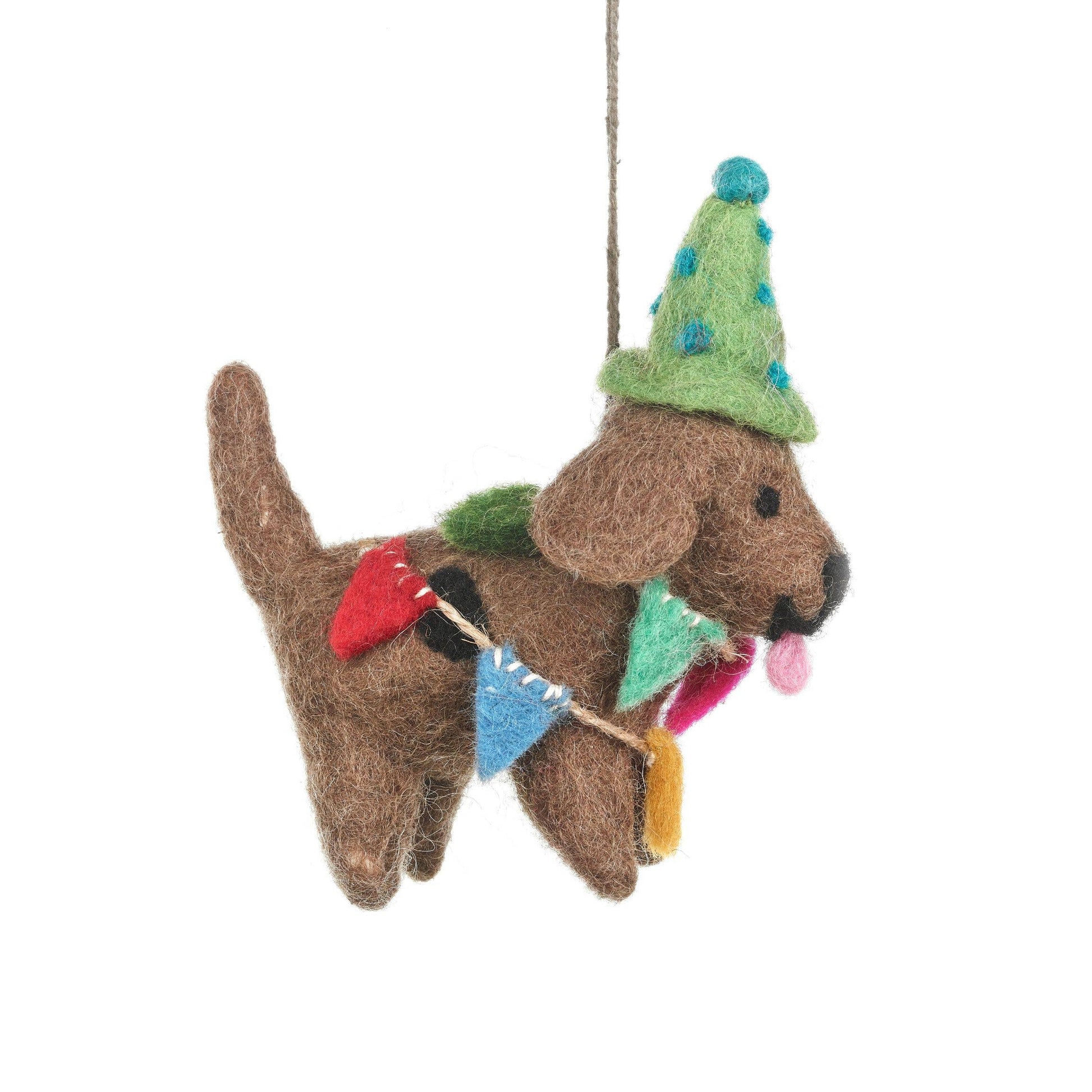 Handmade Felt Party Pooch Hanging Dog Decoration - r. h. ballard shop & gallery