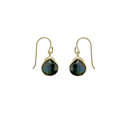 Labradorite Earrings, Gold