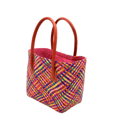Pianina Small Woven Straw Basket Bag: Raspberry Multi - r. h. ballard shop & gallery