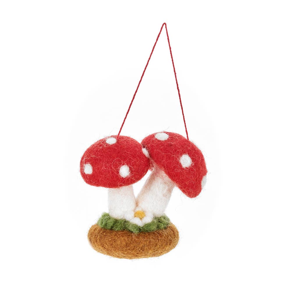Handmade Felt Magical Toadstools Hanging Decoration - r. h. ballard shop & gallery