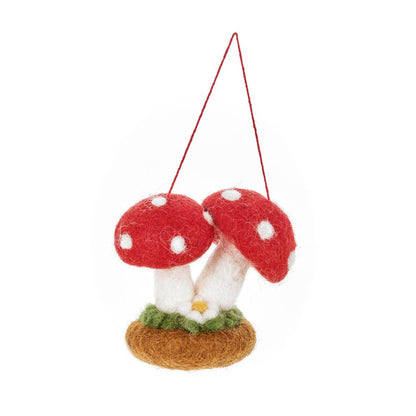 Handmade Felt Magical Toadstools Hanging Decoration - r. h. ballard shop & gallery