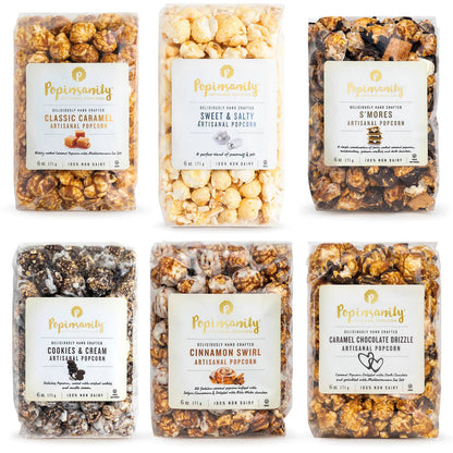 Gourmet Popcorn Sampler - 6 Top Flavors x 6 medium bags each