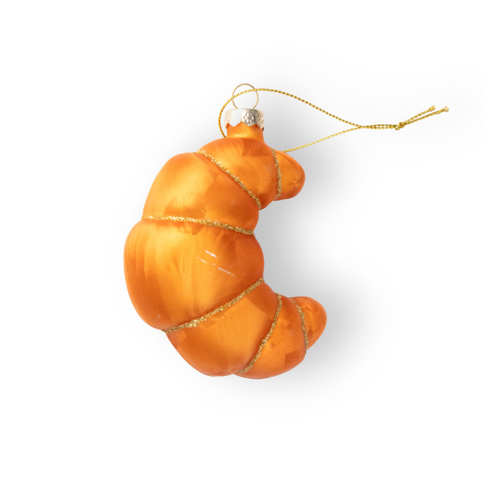 Croissant Holiday Glass Ornament
