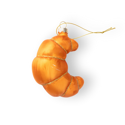 Croissant Holiday Glass Ornament