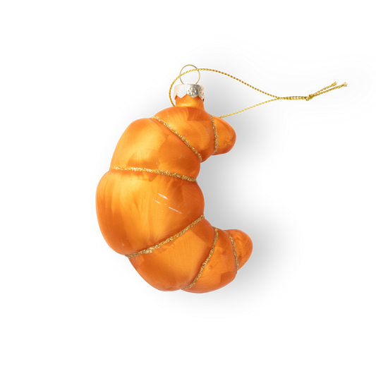 Croissant Holiday Glass Ornament