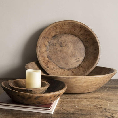 Carved Found Dough Bowls, Large