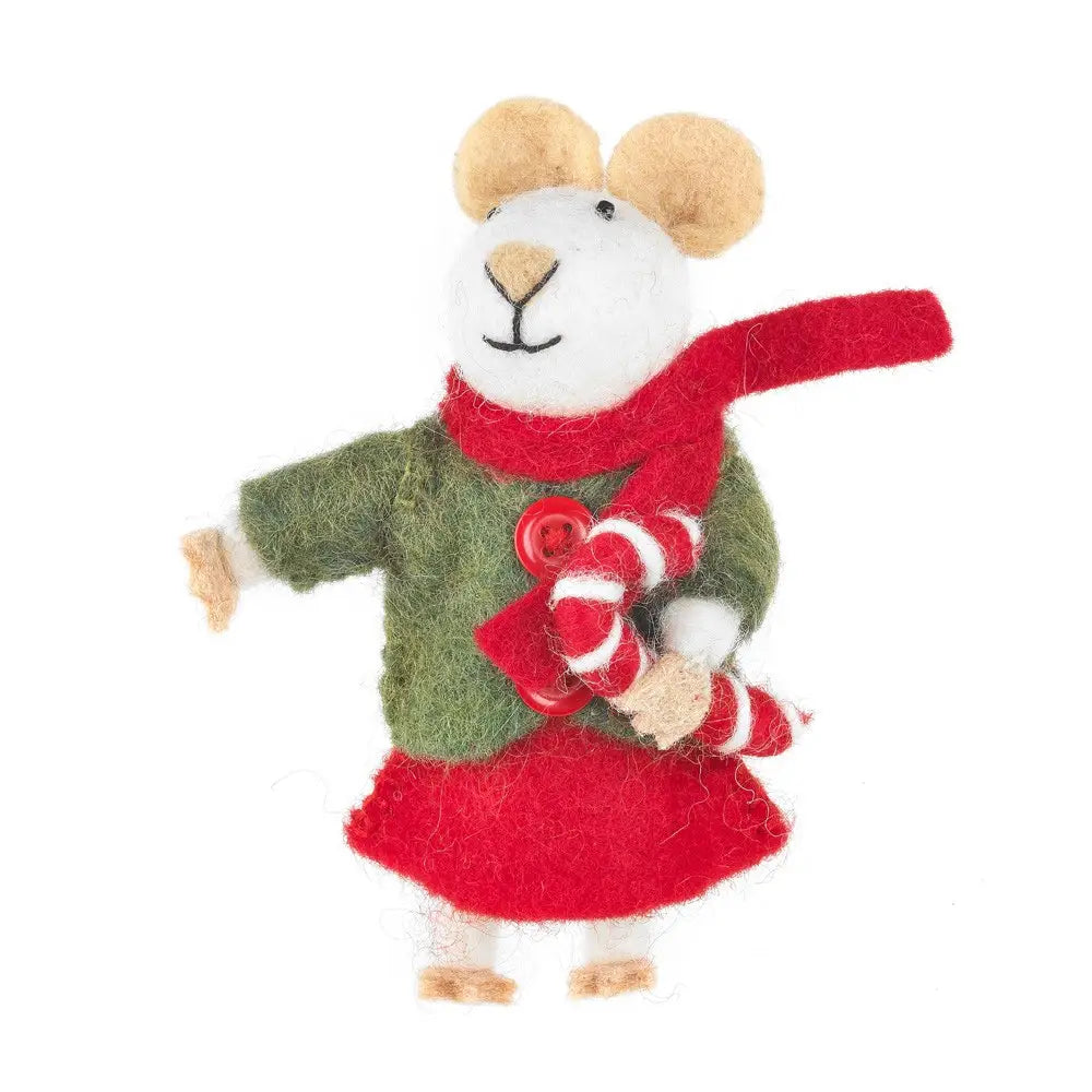 Handmade Christmas Mouse Felt Ornament
