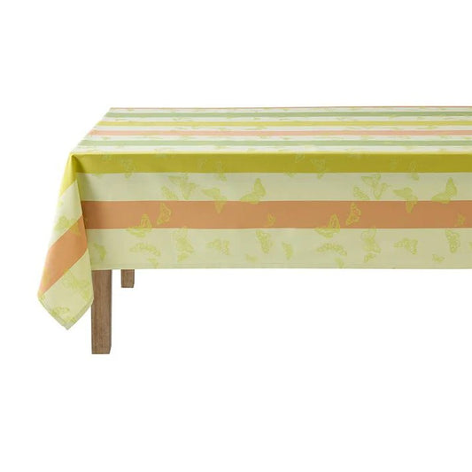 69” x 69’ Bal des Papillons Yellow Coated Tablecloth
