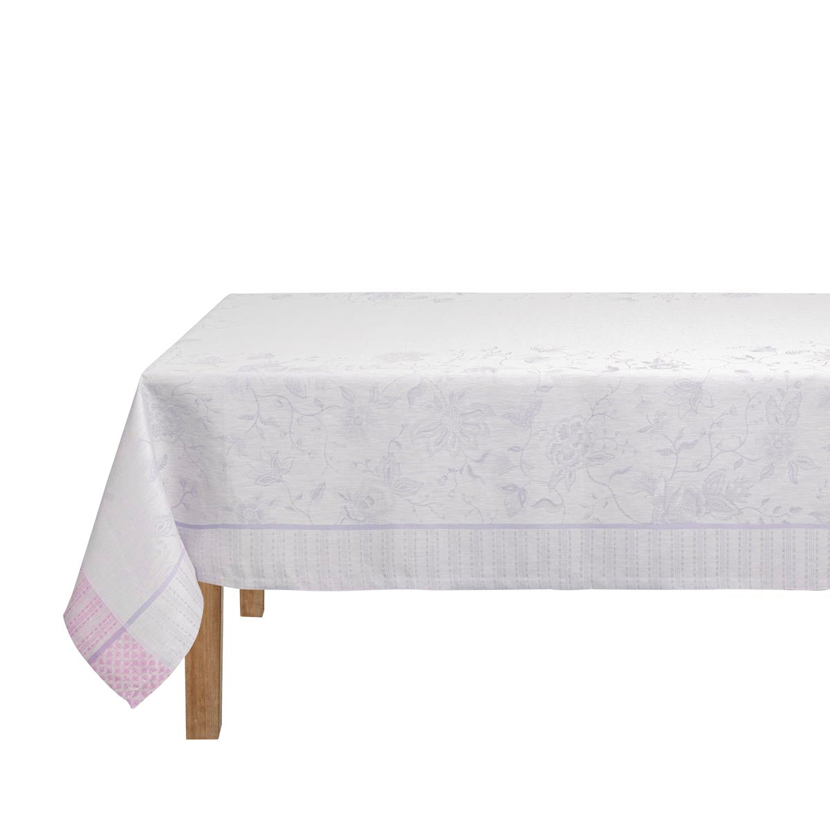 White tablecloth with a subtle pattern on a white background
