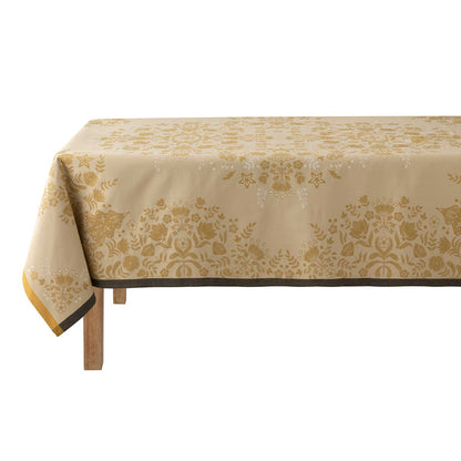 69” x 69" Square Feerie Holiday Yellow/Gold Tablecloth