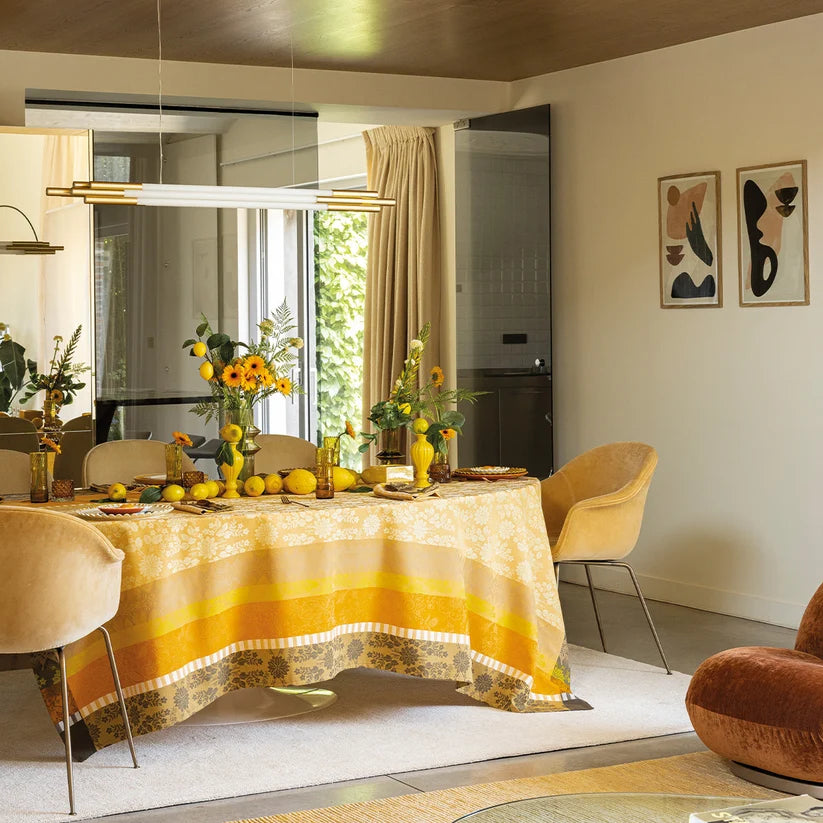 Gipsy Yellow COATED Tablecloth, 69" x 126"