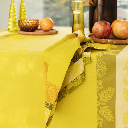 NEW! Mumbai Safran Yellow Tablecloth COATED