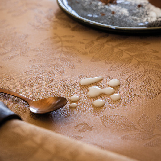 NEW! Vegetal Mood Brown COATED Tablecloth