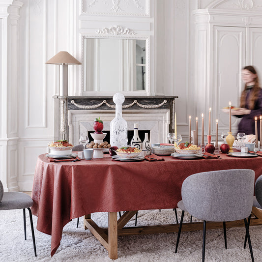 NEW! Vegetal Mood Brick Red Coated Tablecloth