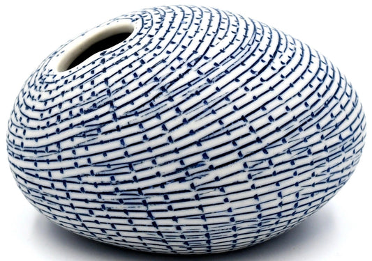 Pebble Basket Weave Blue and White Vase - r. h. ballard shop & gallery