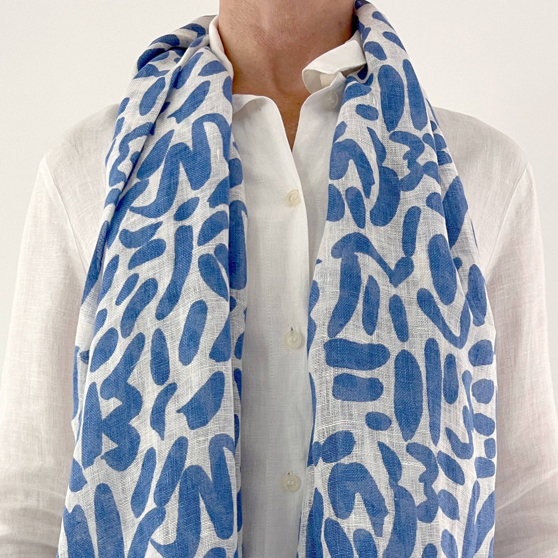 Blue Sonnet Periwinkle Linen Scarf - r. h. ballard shop & gallery