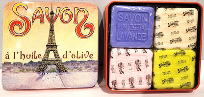 La Savonnerie Set of 4 Soaps in "Eiffel Tower" Tin