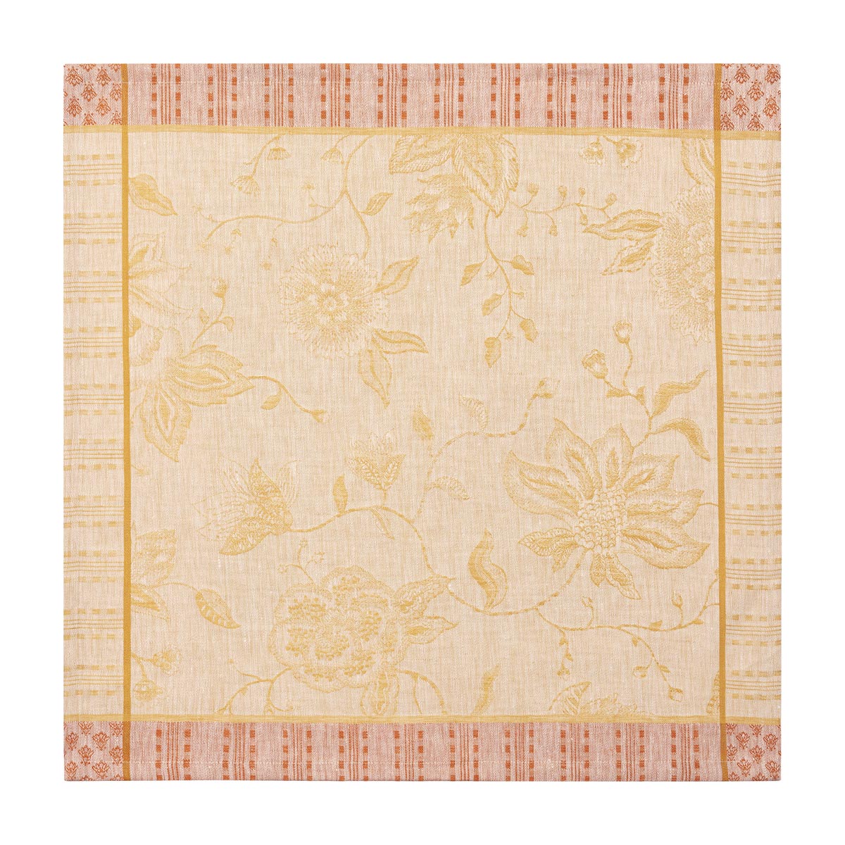 Decorative fabric with floral pattern on a beige background