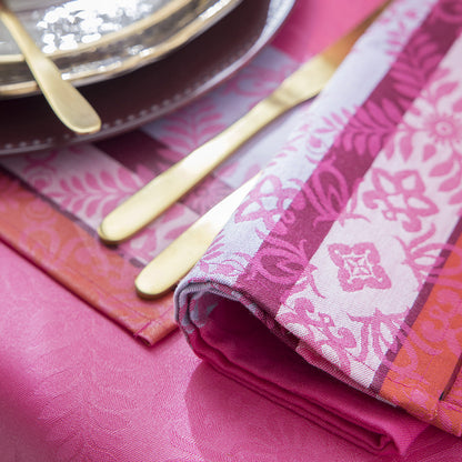 NEW! Mumbai Fuchsia Tablecloth COATED