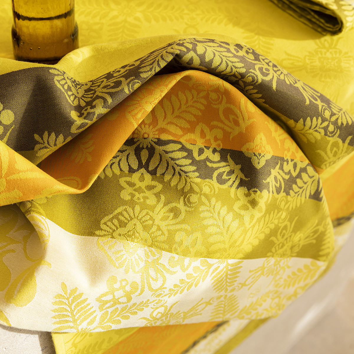 NEW! Mumbai Safran Yellow Tablecloth COATED