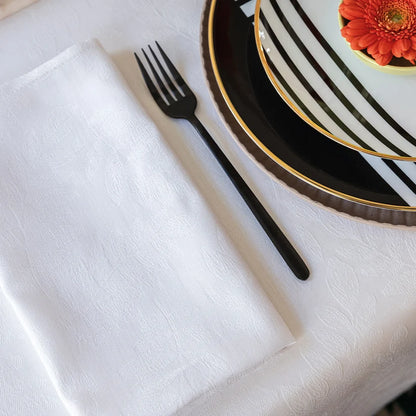 Vegetal Mood White COATED Tablecloth, 69" x 126"