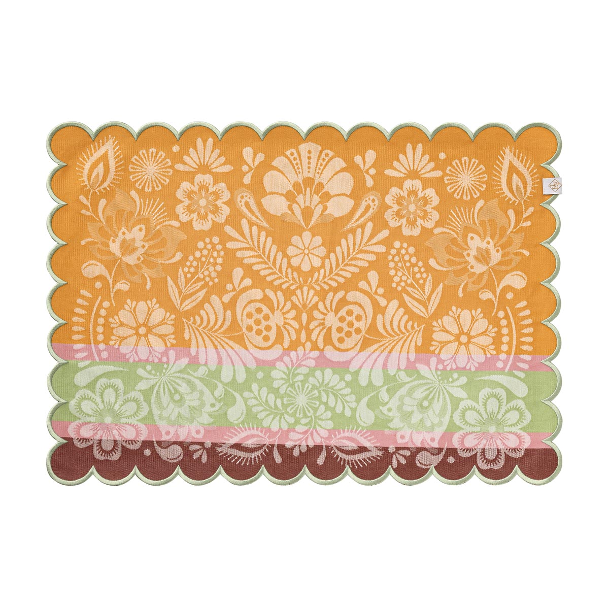 Decorative placemat with floral pattern on a white background