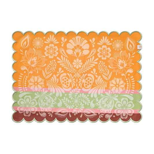 Decorative placemat with floral pattern on a white background