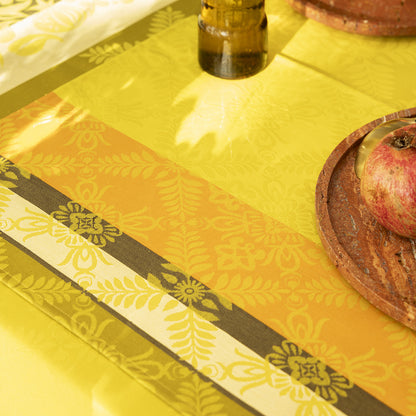 NEW! Mumbai Safran Yellow Tablecloth COATED