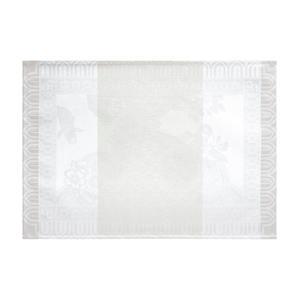 White bath mat with subtle pattern on a white background