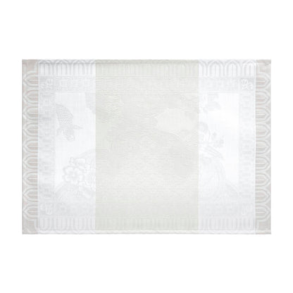 White bath mat with subtle pattern on a white background